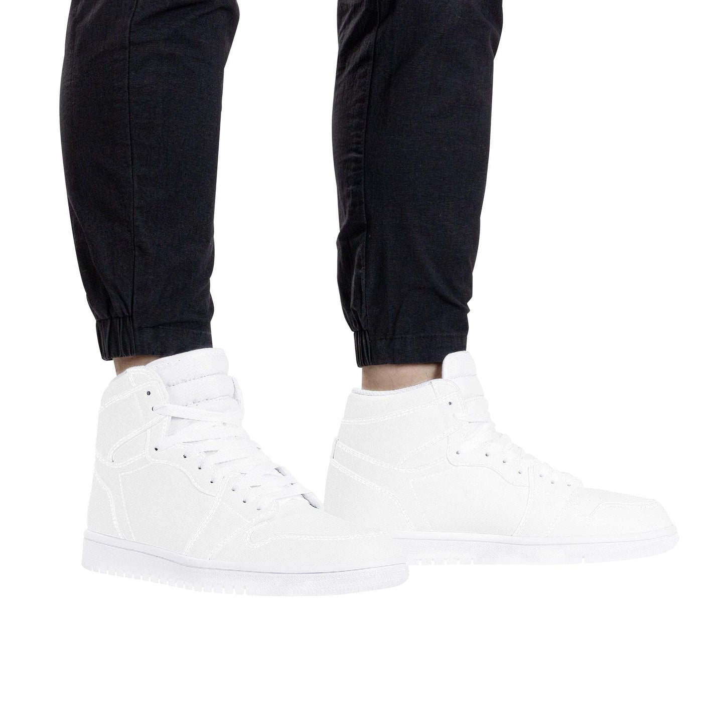 Custom High Top Sneakers Leather -White D17 Colloid Colors