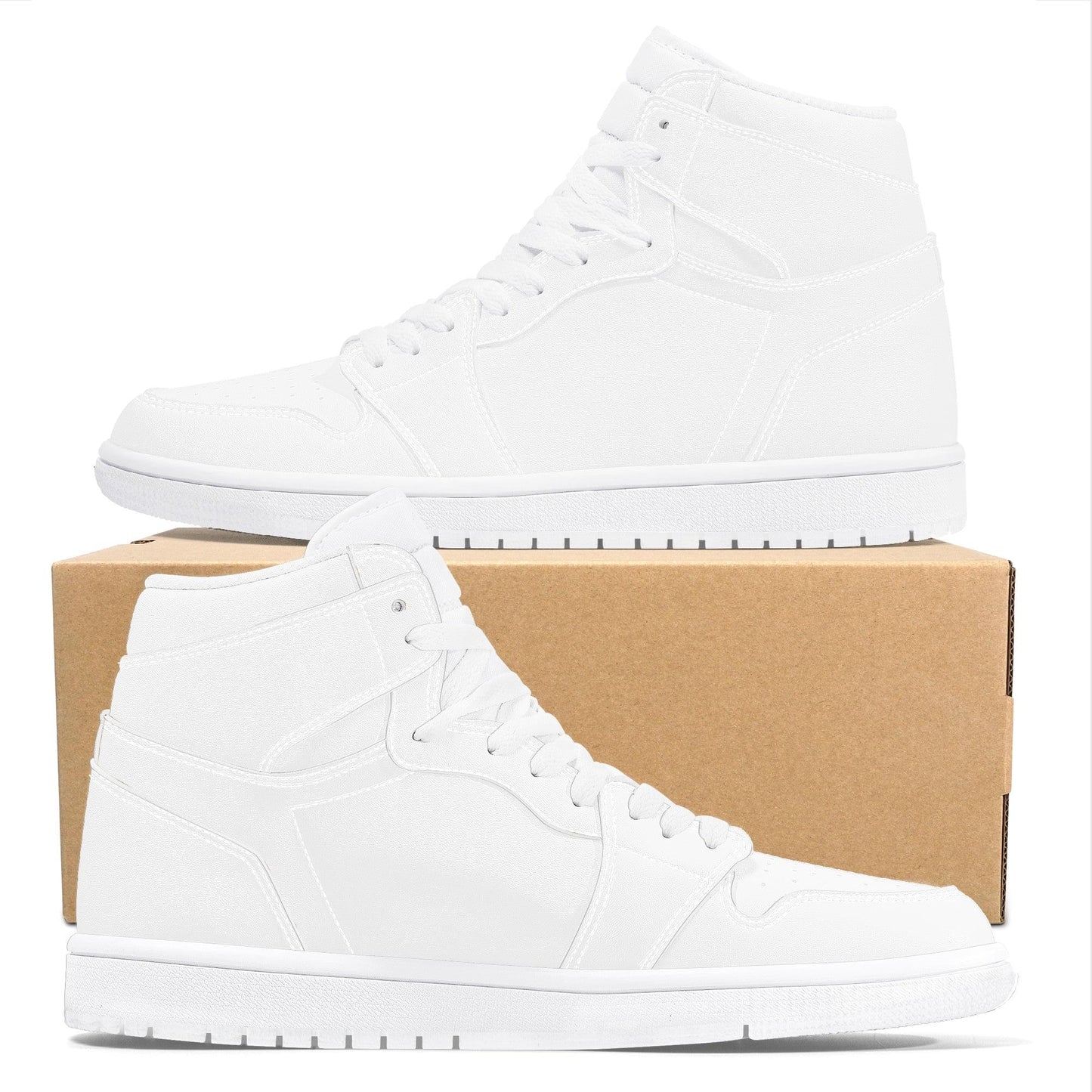 Custom High Top Sneakers Leather -White D17 Colloid Colors