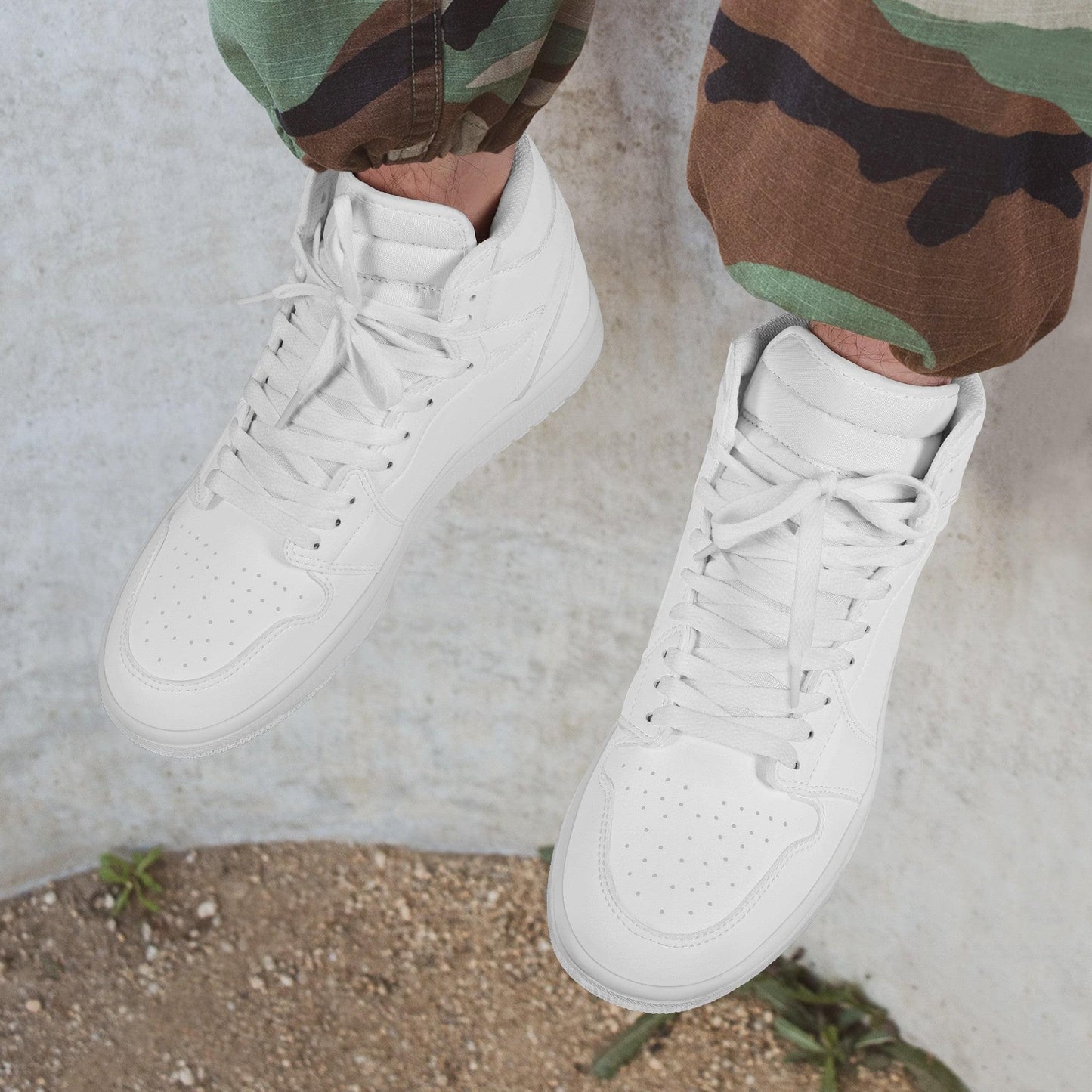 Custom High Top Sneakers Leather -White D17 Colloid Colors