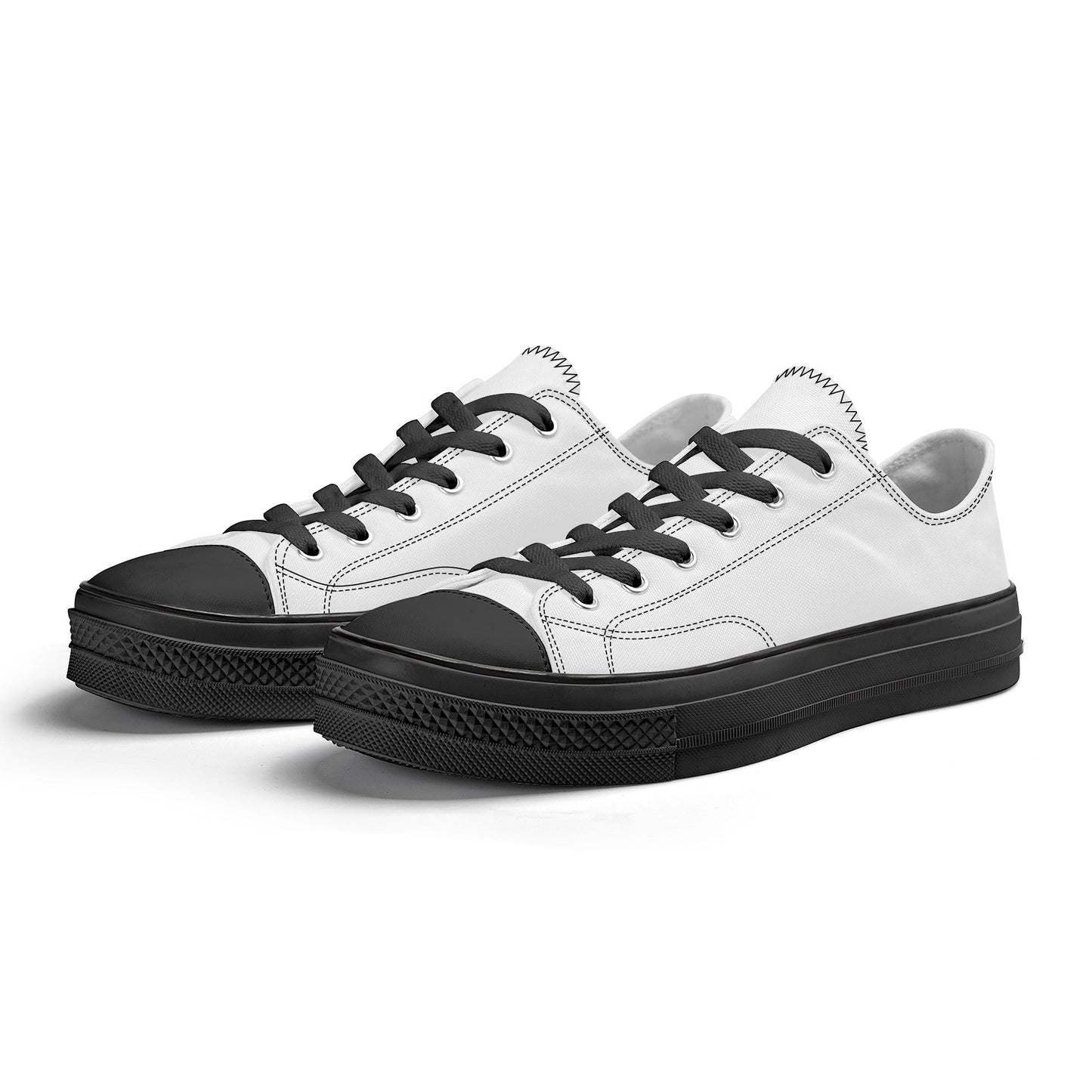 Custom Low Top Canvas Shoes -Black Classic Colloid Colors