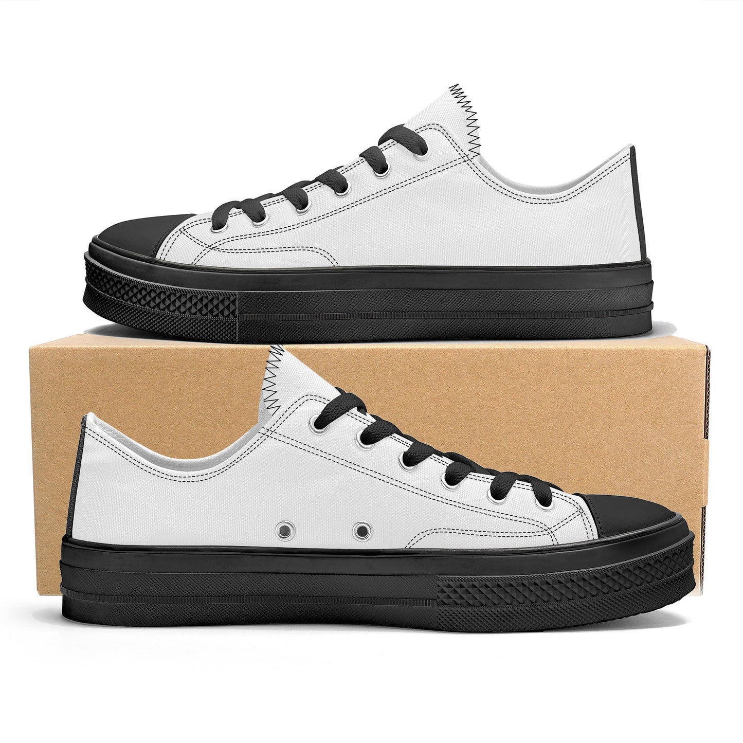 Custom Low Top Canvas Shoes -Black Classic Colloid Colors