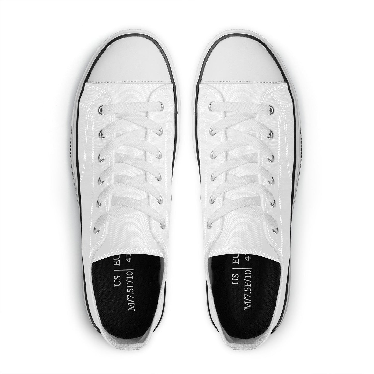 Custom Low Top Canvas Shoes -White Classic Colloid Colors