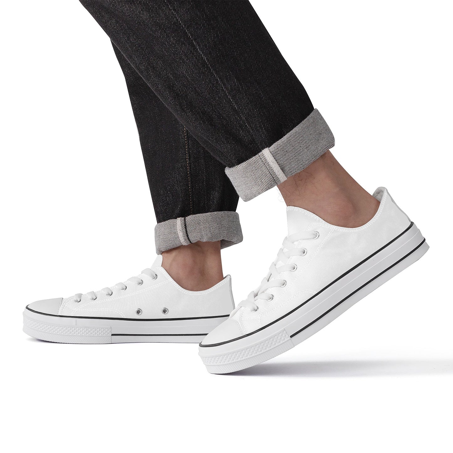 Custom Low Top Canvas Shoes -White Classic Colloid Colors