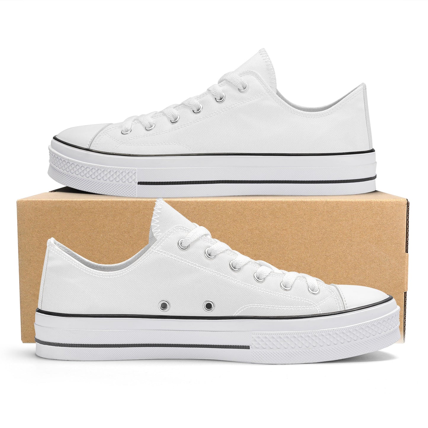 Custom Low Top Canvas Shoes -White Classic Colloid Colors