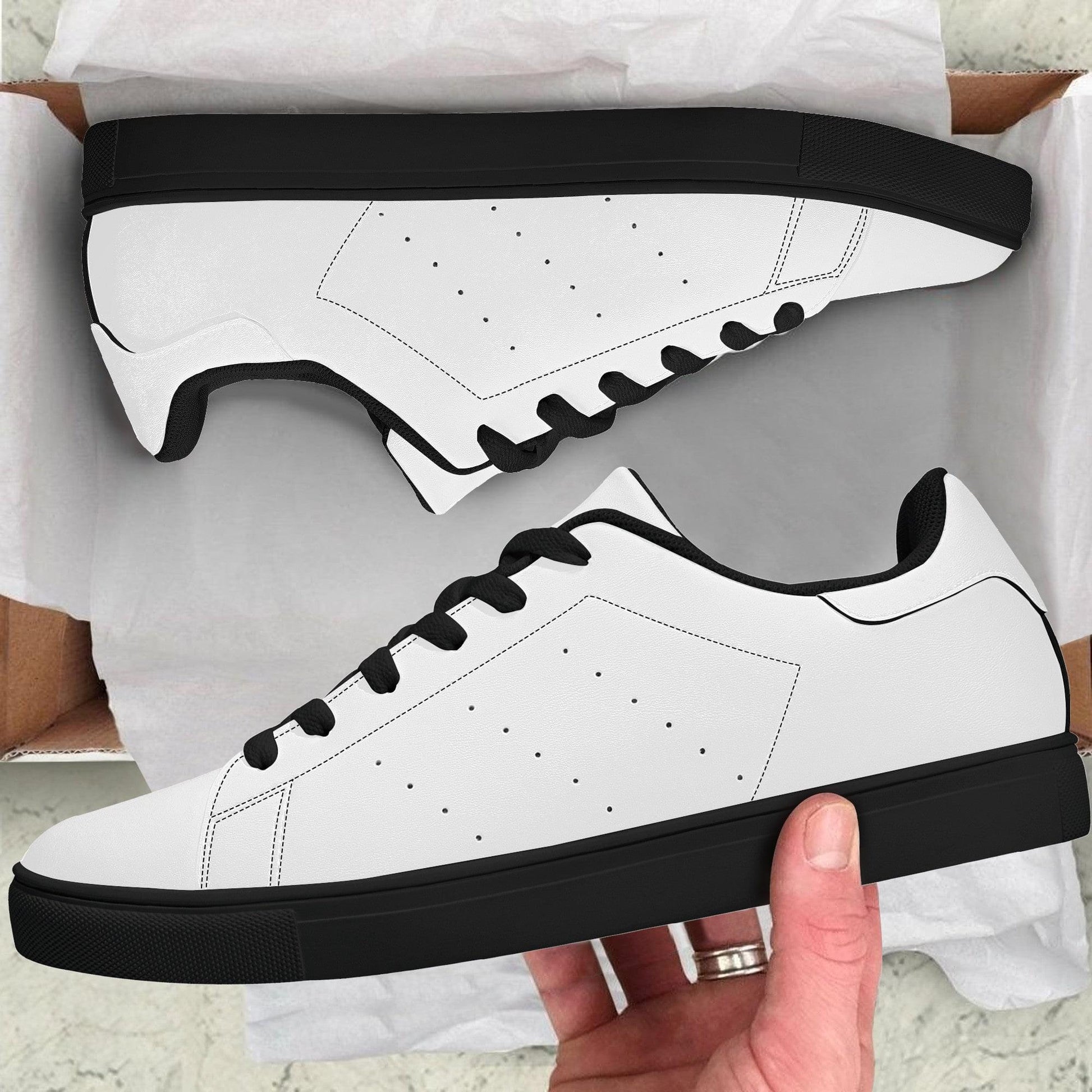 Custom Low Top Leather Sneakers -Black D27 Colloid Colors