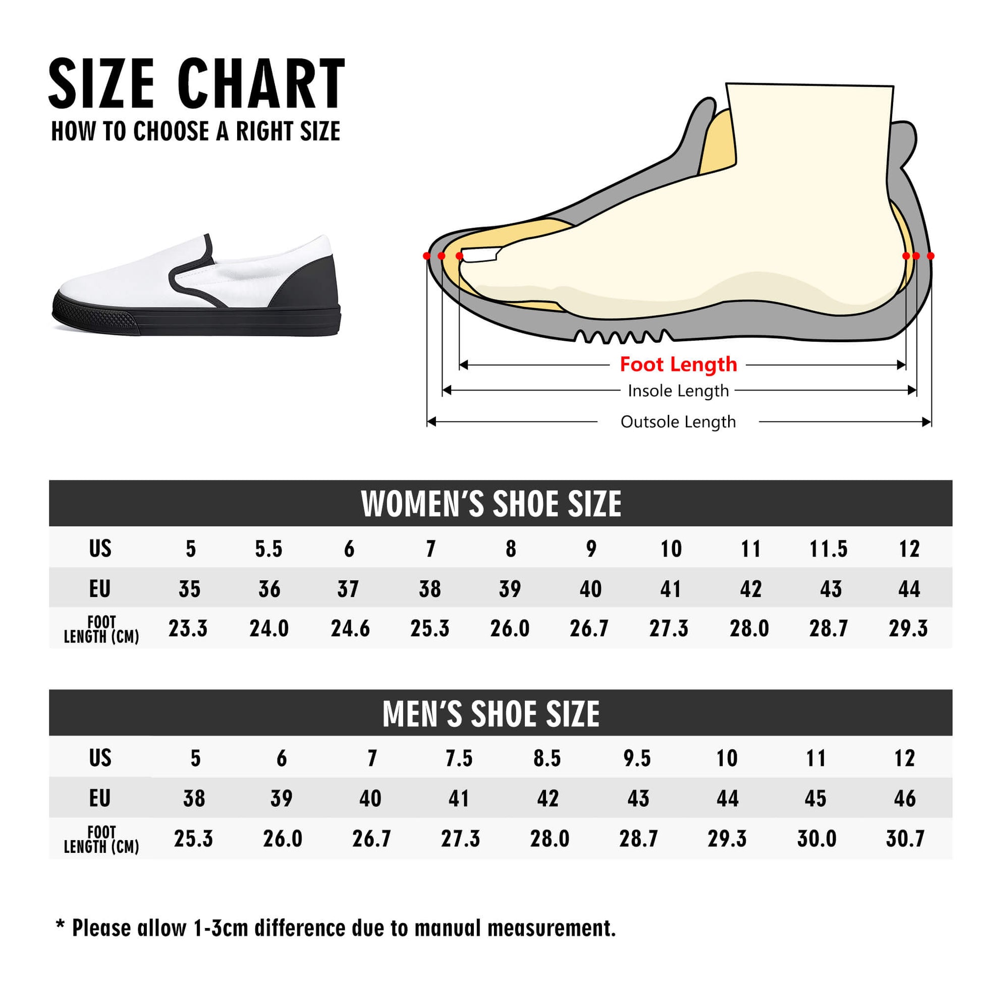 Custom Slip on Shoes - Black D31 Colloid Colors